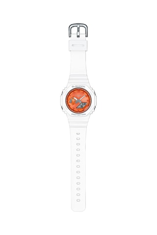 Relógio digital de quartzo em resina - Branco e laranja