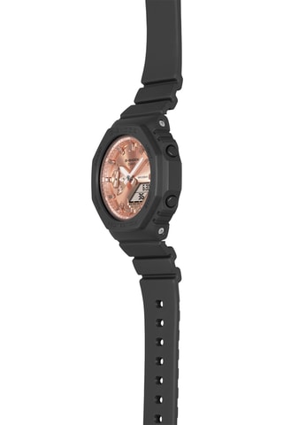 Relógio digital de quartzo em resina - Preto e dourado-rosa
