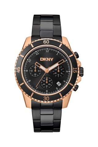 Relógio de quartzo em aço Active - Cronógrafo - Preto e dourado-rosa