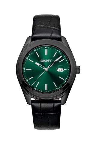 Leren Quartz Horloge Everyday - Datumweergave - Smaragdgroen en Zwart
