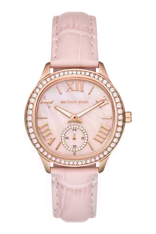 Relógio de quartzo em couro - Rosa e dourado-rosa