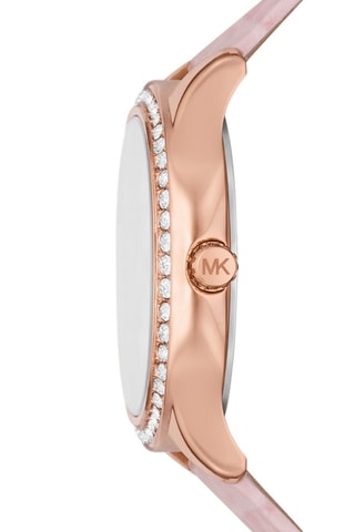 Relógio de quartzo em couro - Rosa e dourado-rosa