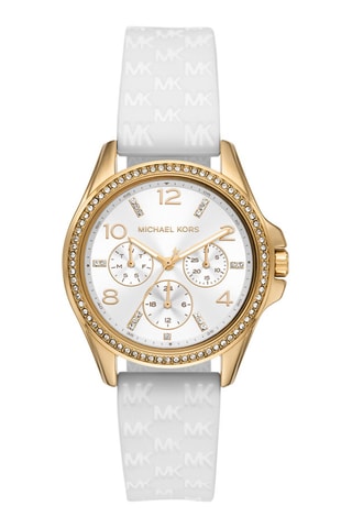 Relógio de quartzo em silicone - Branco e dourado