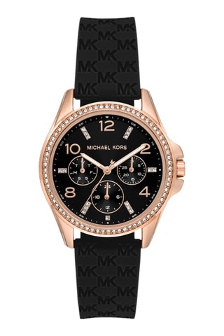 Relógio de quartzo em silicone - Preto e dourado-rosa