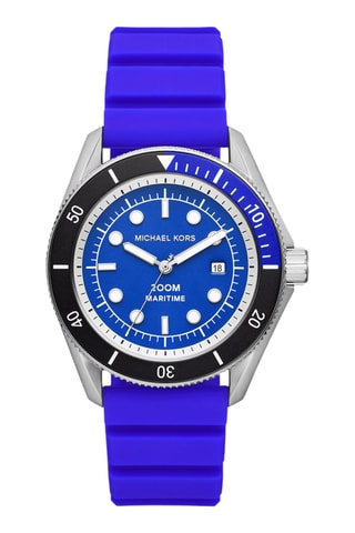 Relógio de quartzo em silicone - Azul e prateado