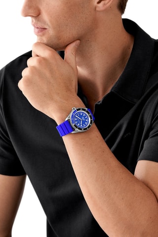 Relógio de quartzo em silicone - Azul e prateado