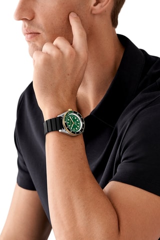 Relógio de quartzo em silicone - Preto e prateado