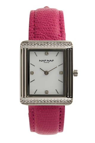 Polyurethaan Quartz Horloge - Fuchsia en Zilverkleurig