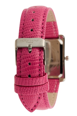 Polyurethaan Quartz Horloge - Fuchsia en Zilverkleurig