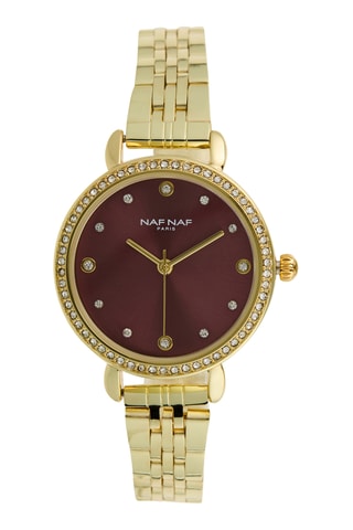 Legering Quartz Horloge - Goudkleurig en bordeauxrood