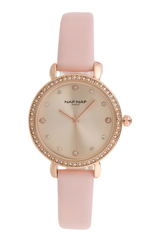 Polyurethaan Quartz Horloge - Poederroze en Roségoudkleurig