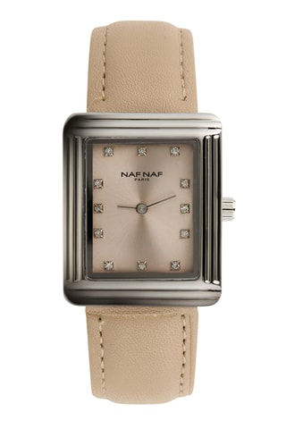 Polyurethaan Quartz Horloge - Beige en Zilverkleurig