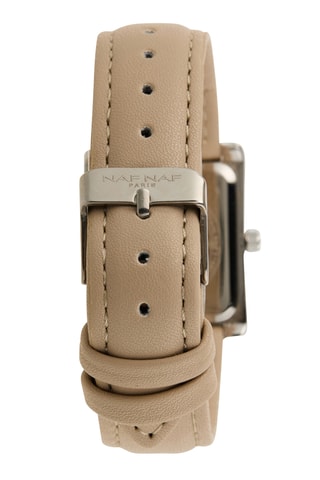 Polyurethaan Quartz Horloge - Beige en Zilverkleurig