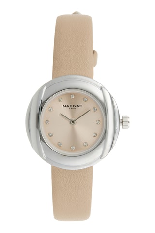 Polyurethaan Quartz Horloge - Beige en Zilverkleurig