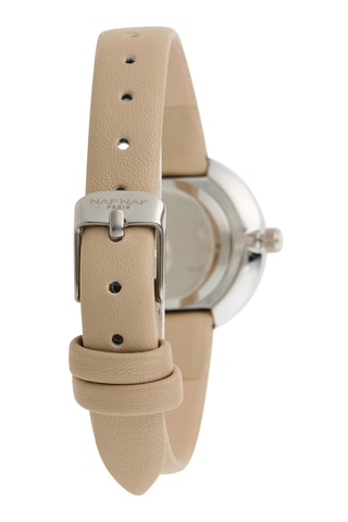 Polyurethaan Quartz Horloge - Beige en Zilverkleurig