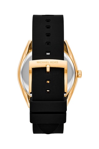 Relógio de quartzo em silicone Everest 
Preto e dourado