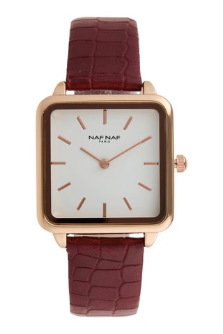 Polyurethaan Quartz Horloge - Bordeauxrood en Roségoudkleurig