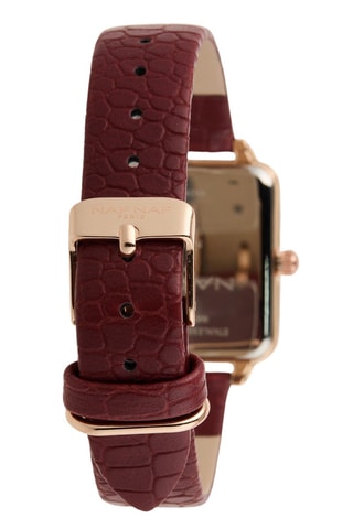 Polyurethaan Quartz Horloge - Bordeauxrood en Roségoudkleurig