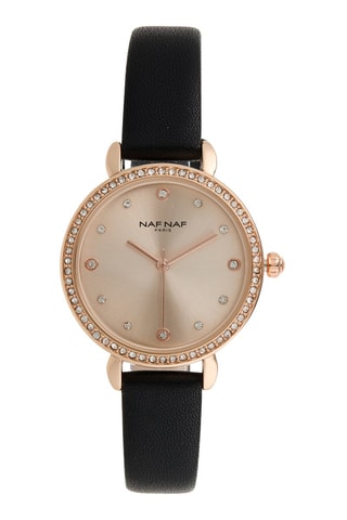 Polyurethaan Quartz Horloge - Zwart en Rosé Goudkleurig