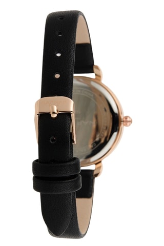 Polyurethaan Quartz Horloge - Zwart en Rosé Goudkleurig