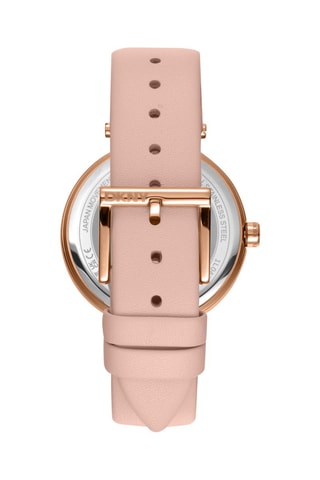 Leren Quartz Horloge Logo - Roze en Roségoudkleurig