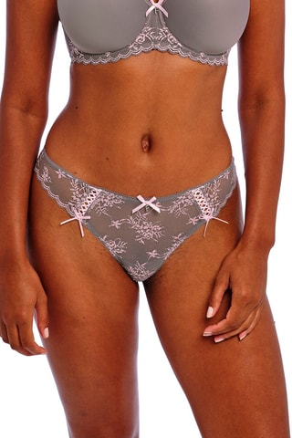 Tanga Offbeat Décadence - Gris et rose poudré