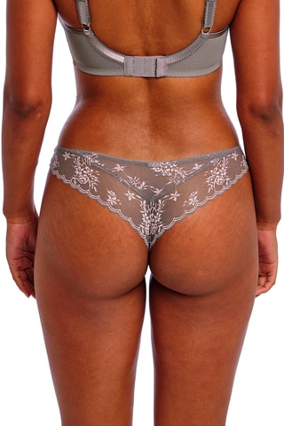 Tanga Offbeat Décadence - Gris et rose poudré