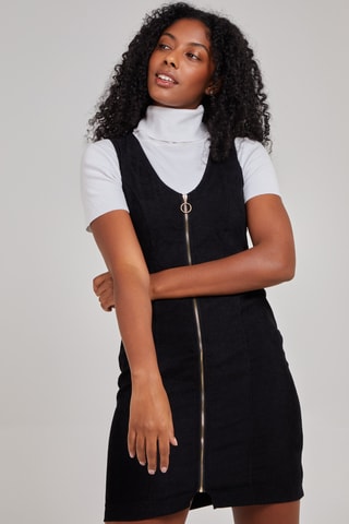 Robe droite en velours - Noir