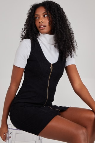 Robe droite en velours - Noir