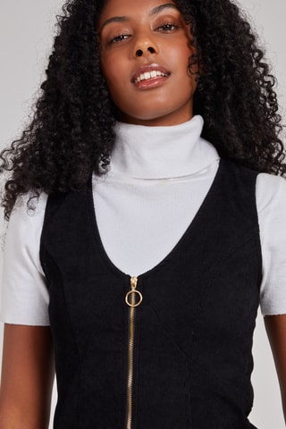 Robe droite en velours - Noir