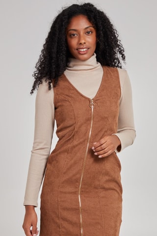 Robe droite en velours - Marron