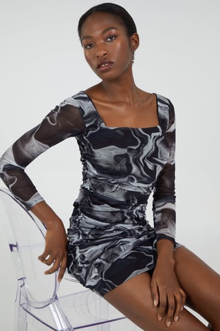 Robe fourreau - Noir et gris