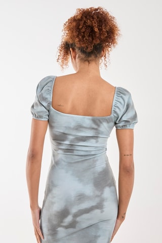 Robe fourreau tie and dye - Gris et vert sauge