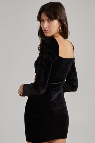 Robe droite en velours - Noir