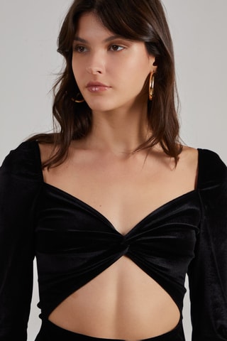 Robe droite en velours - Noir