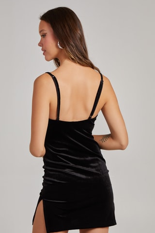Robe droite en velours - Noir
