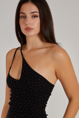 Robe asymétrique en velours - Noir