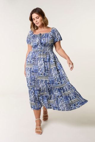 Robe midi - Bleu