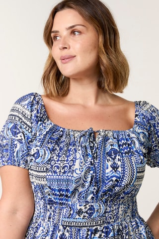 Robe midi - Bleu