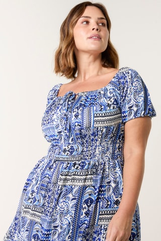 Robe midi - Bleu