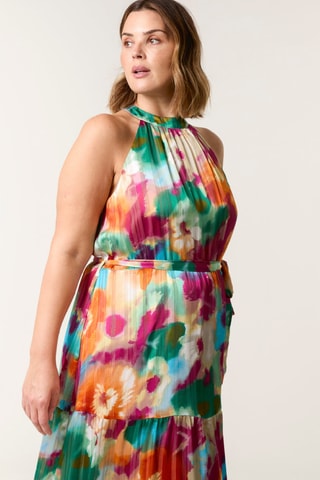 Robe longue - Vert et fuchsia