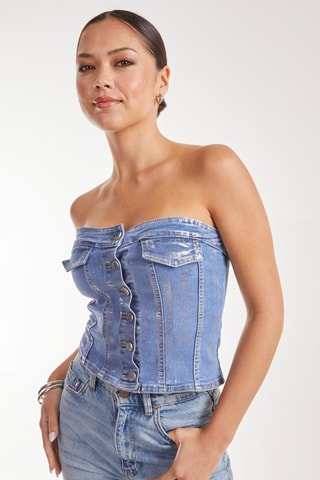 Bustier en jean - Bleu