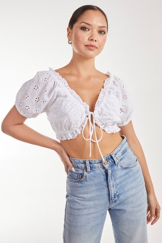 Boléro en broderie anglaise - Ivoire