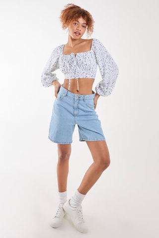 Crop top - Blanc et bleu