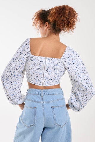 Crop top - Blanc et bleu