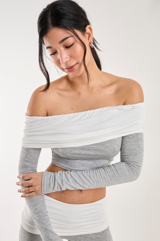 Crop top - Blanc et gris chiné