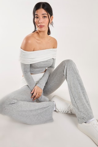 Crop top - Blanc et gris chiné