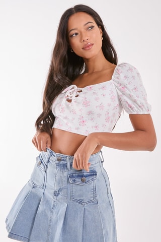 Crop top - Blanc et rose