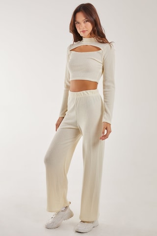 Pantalon taille élastique - Ivoire
