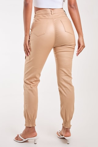 Pantalon cargo taille haute - Beige